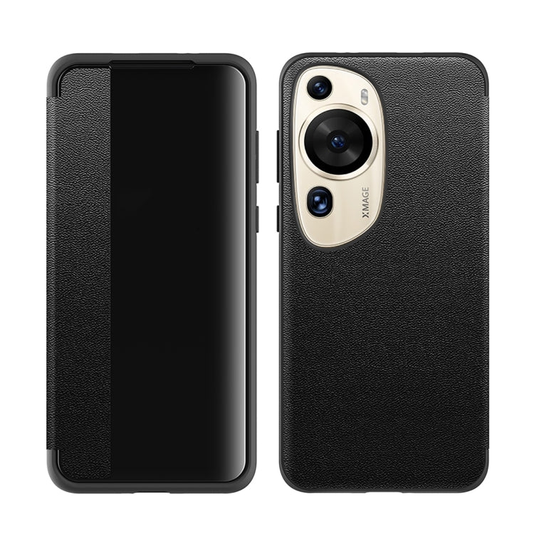 For Huawei P60 Art Leather + TPU Frame Shockproof Phone Case(Black)