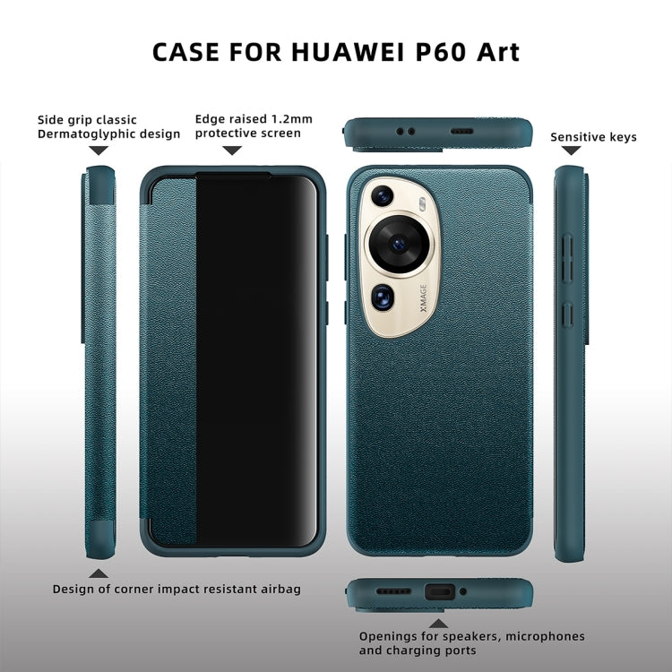 For Huawei P60 Art Leather + TPU Frame Shockproof Phone Case(Black)