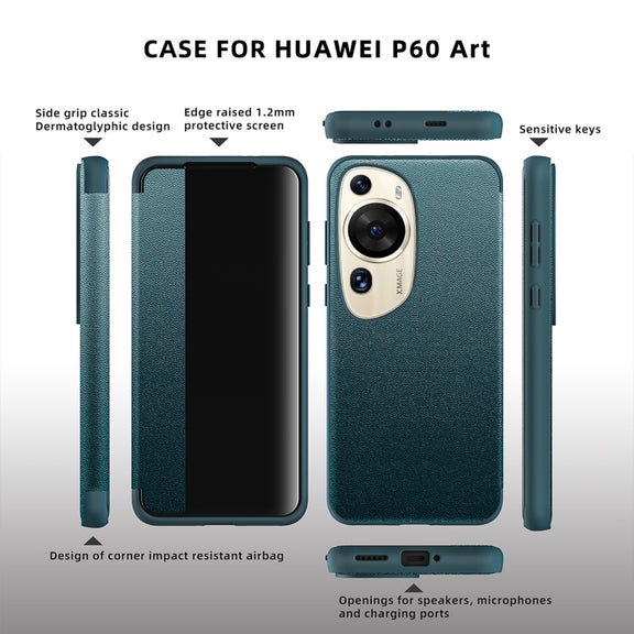 For Huawei P60 Art Leather + TPU Frame Shockproof Phone Case(Black)
