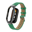 For Xiaomi Mi Band 8 Integrated Metal Case + Bamboo Leather Watch Band(Bamboo Green) - Smart Wear by PMC TechLife | Online Shopping South Africa | PMC TechLife