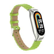 For Xiaomi Mi Band 8 Integrated Metal Case + Bamboo Leather Watch Band(Grass Green)