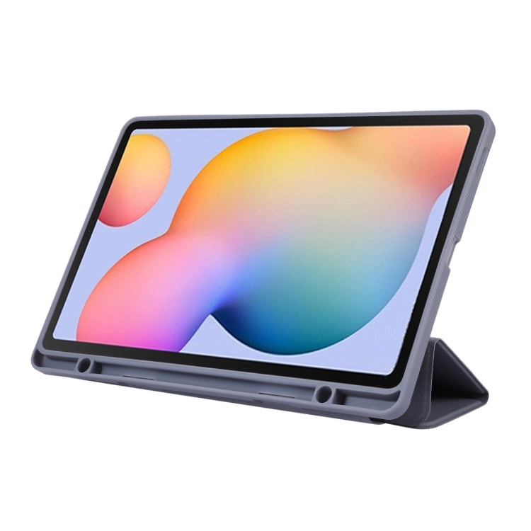 For Samsung Galaxy Tab S6 Lite/Tab S6 Lite 2022 Solid Color 3-folding Leather Tablet Case(Black)