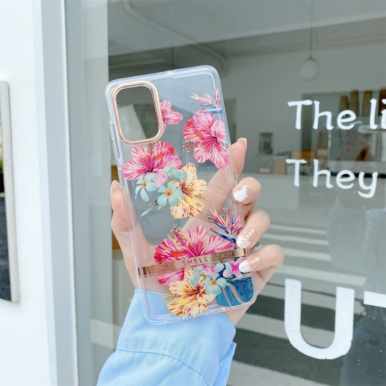 For Samsung Galaxy A54 5G High Translucent Electroplating Flower Pattern TPU + PC Phone Case(Hibiscus)