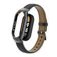 For Xiaomi Mi Band 8 Integrated Metal Case + Cocodile Texture Leather Watch Band(Black) - Smart Wear by PMC TechLife | Online Shopping South Africa | PMC TechLife