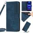 For Xiaomi Redmi Note 12 5G Global / Poco X5 5G Skin Feel Stripe Pattern Leather Phone Case with Lanyard(Blue) - free shipping - PMC TechLife - Order now!