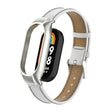 For Xiaomi Mi Band 8 Integrated Metal Case + Microfiber Sewing Leather Watch Band(White) - Smart Wear by PMC TechLife | Online Shopping South Africa | PMC TechLife