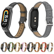 For Xiaomi Mi Band 8 Integrated Metal Case + Microfiber Sewing Leather Watch Band(Champagne)