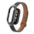 For Xiaomi Mi Band 8 Integrated Metal Case + Double Nail Microfiber Leather Watch Band(Black) - Smart Wear by PMC TechLife | Online Shopping South Africa | PMC TechLife