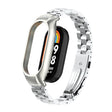 For Xiaomi Mi Band 8 Integrated Metal Case + Three-bead Watch Band(Silver) - Smart Wear by PMC TechLife | Online Shopping South Africa | PMC TechLife