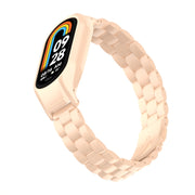 For Xiaomi Mi Band 8 Integrated Metal Case + Three-bead Watch Band(Milk Tea Color)