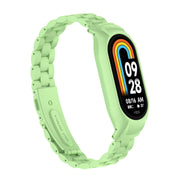For Xiaomi Mi Band 8 Integrated Metal Case + Three-bead Watch Band(Matcha Green)