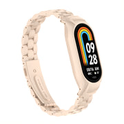 For Xiaomi Mi Band 8 Integrated Metal Case + Three-bead Watch Band(Lotus Pink)
