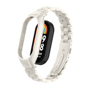 For Xiaomi Mi Band 8 Integrated Metal Case + Three-bead Watch Band(Beige)
