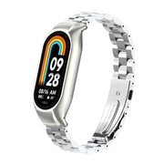 For Xiaomi Mi Band 8 Integrated Metal Case + Three-bead Watch Band(Silver)