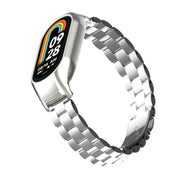 For Xiaomi Mi Band 8 Integrated Metal Case + Three-bead Watch Band(Silver)