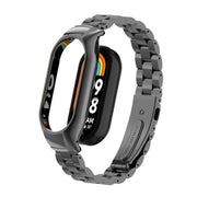 For Xiaomi Mi Band 8 Integrated Metal Case + Three-bead Watch Band(Black)