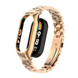 For Xiaomi Mi Band 8 Integrated Metal Case + Three-bead Watch Band(Rose Gold) - Smart Wear by PMC TechLife | Online Shopping South Africa | PMC TechLife