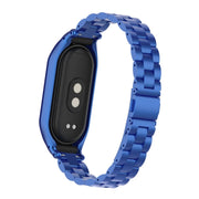 For Xiaomi Mi Band 8 Integrated Metal Case + Three-bead Watch Band(Blue)