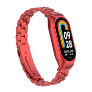 For Xiaomi Mi Band 8 Integrated Metal Case + Three-bead Watch Band(Red)