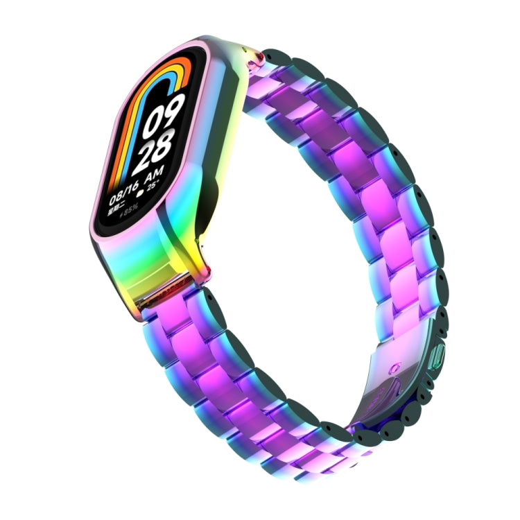 For Xiaomi Mi Band 8 Integrated Metal Case + Three-bead Watch Band(Colorful)