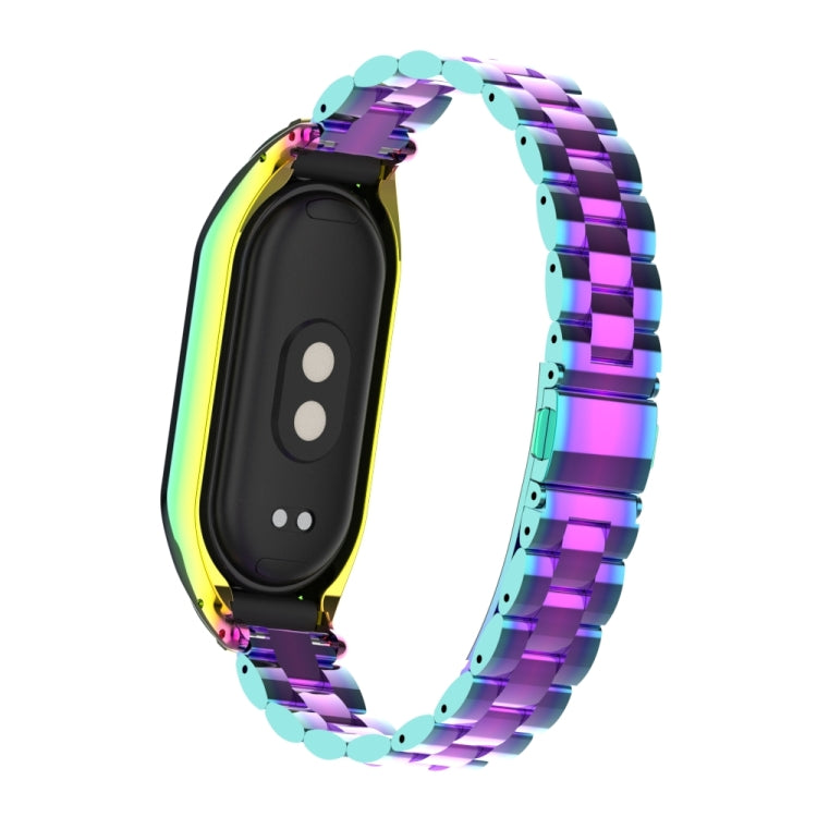 For Xiaomi Mi Band 8 Integrated Metal Case + Three-bead Watch Band(Colorful)