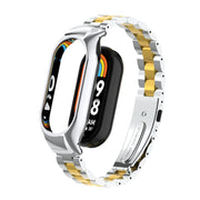 For Xiaomi Mi Band 8 Integrated Metal Case + Three-bead Watch Band(Silver+Gold)