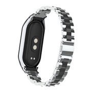 For Xiaomi Mi Band 8 Integrated Metal Case + Three-bead Watch Band(Silver+Black)