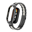 For Xiaomi Mi Band 8 Integrated Metal Case + Three-bead Watch Band(Black+White) - Smart Wear by PMC TechLife | Online Shopping South Africa | PMC TechLife