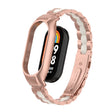 For Xiaomi Mi Band 8 Integrated Metal Case + Three-bead Watch Band(Rose Red+White) - Smart Wear by PMC TechLife | Online Shopping South Africa | PMC TechLife