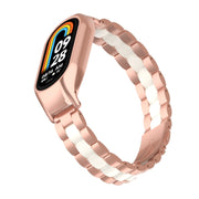 For Xiaomi Mi Band 8 Integrated Metal Case + Three-bead Watch Band(Rose Red+White)