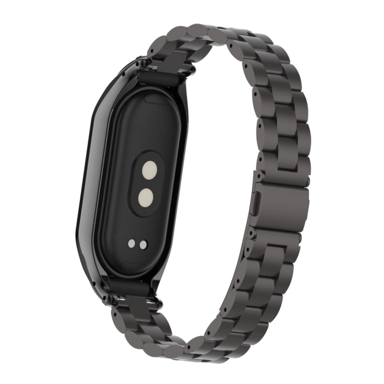 For Xiaomi Mi Band 8 Integrated Metal Case + Three-bead Watch Band(Elegant Black)