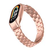 For Xiaomi Mi Band 8 Integrated Metal Case + Three-bead Watch Band(Rose Red)