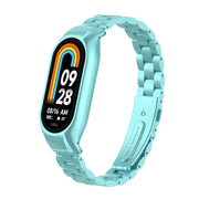 For Xiaomi Mi Band 8 Integrated Metal Case + Three-bead Watch Band(Cloud Blue)