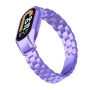 For Xiaomi Mi Band 8 Integrated Metal Case + Three-bead Watch Band(Hyun Purple)