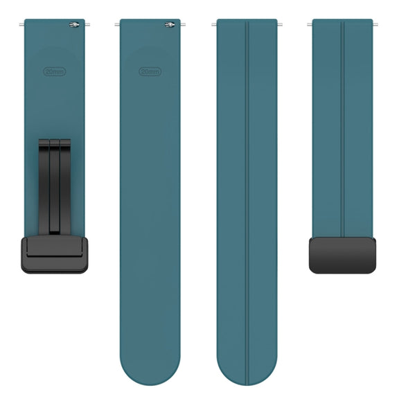 20mm Universal Flat Head Groove Folding Black Buckle Silicone Watch Band(Navy Green)