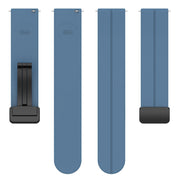 20mm Universal Flat Head Groove Folding Black Buckle Silicone Watch Band(Blue)