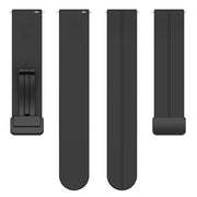 20mm Universal Flat Head Groove Folding Black Buckle Silicone Watch Band(Black)