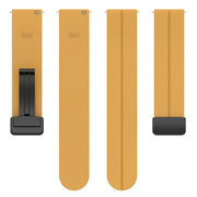 20mm Universal Flat Head Groove Folding Black Buckle Silicone Watch Band(Yellow)
