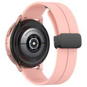 20mm Universal Flat Head Groove Folding Black Buckle Silicone Watch Band(Light Pink)