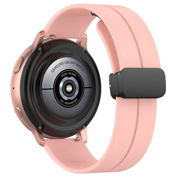 20mm Universal Flat Head Groove Folding Black Buckle Silicone Watch Band(Light Pink)