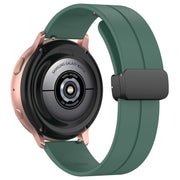 20mm Universal Flat Head Groove Folding Black Buckle Silicone Watch Band(Dark Green)