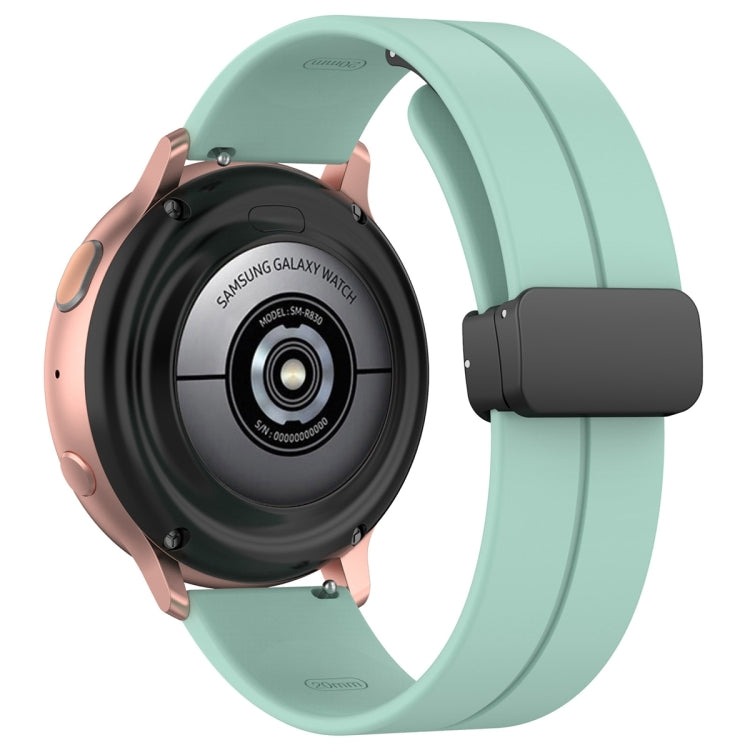 20mm Universal Flat Head Groove Folding Black Buckle Silicone Watch Band(Teal)