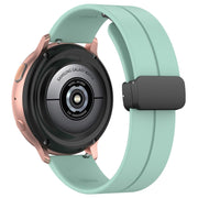 20mm Universal Flat Head Groove Folding Black Buckle Silicone Watch Band(Teal)