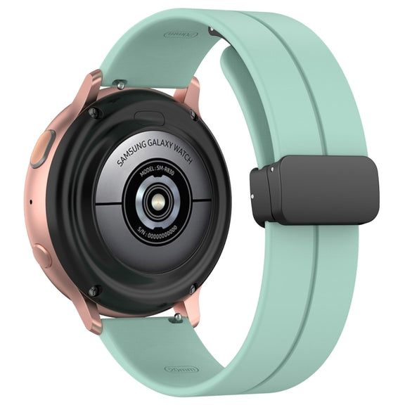 20mm Universal Flat Head Groove Folding Black Buckle Silicone Watch Band(Teal)