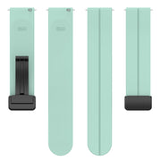 20mm Universal Flat Head Groove Folding Black Buckle Silicone Watch Band(Teal)