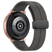 20mm Universal Flat Head Groove Folding Black Buckle Silicone Watch Band(Space Grey)