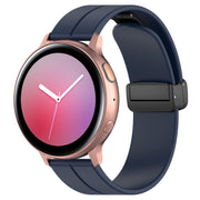 20mm Universal Flat Head Groove Folding Black Buckle Silicone Watch Band(Midnight Blue)