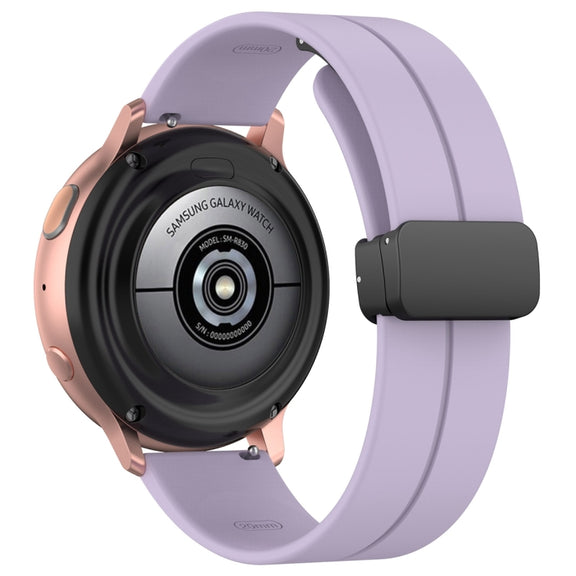 20mm Universal Flat Head Groove Folding Black Buckle Silicone Watch Band(Purple)