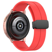 20mm Universal Flat Head Groove Folding Black Buckle Silicone Watch Band(Red)