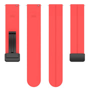 20mm Universal Flat Head Groove Folding Black Buckle Silicone Watch Band(Red)